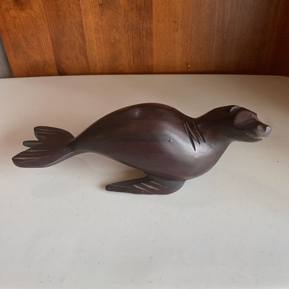 Vintage 1990’s Ironwood Hand Carved and Crafted Sea Lion Sculpture 11.5”